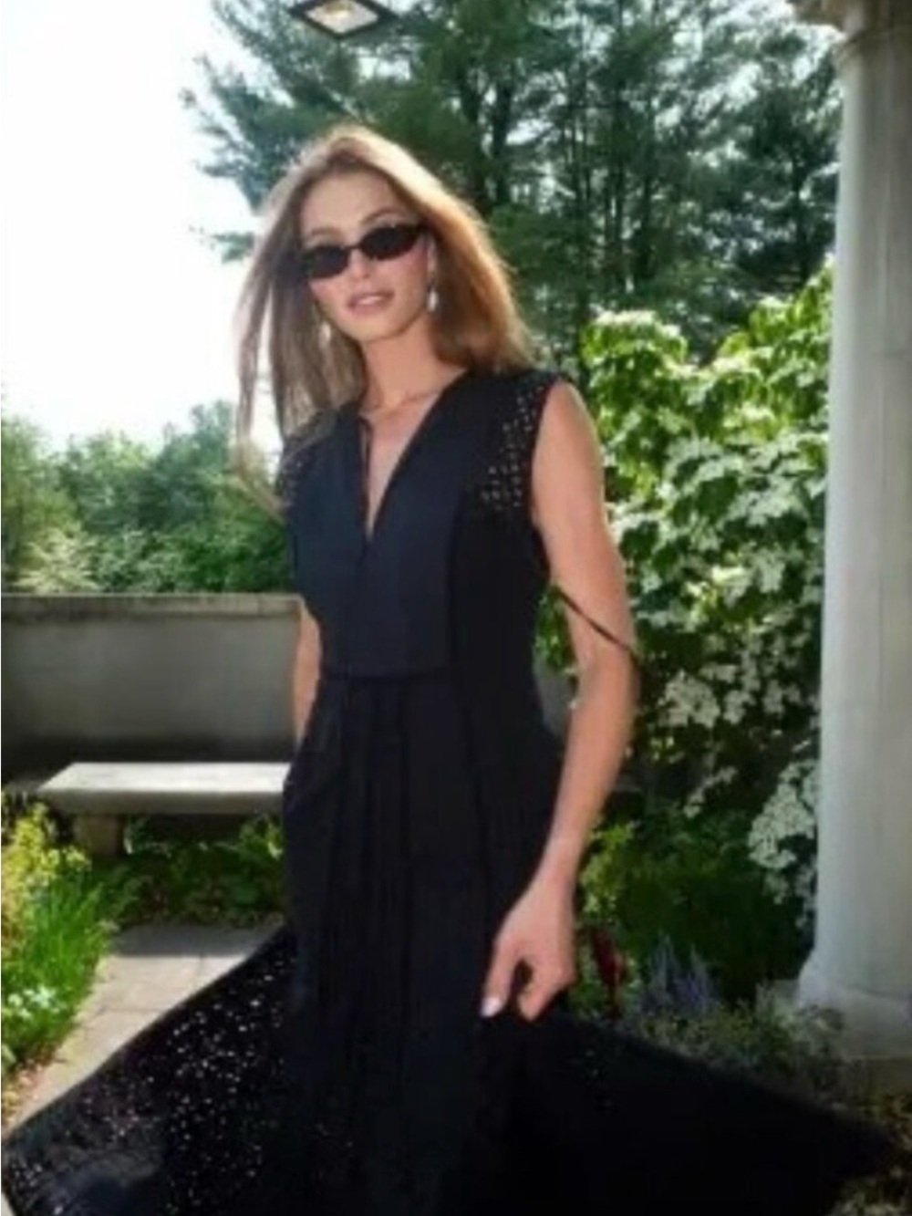 Veronica Beard Alina Black Sleeveless V-Neck Maxi Dress